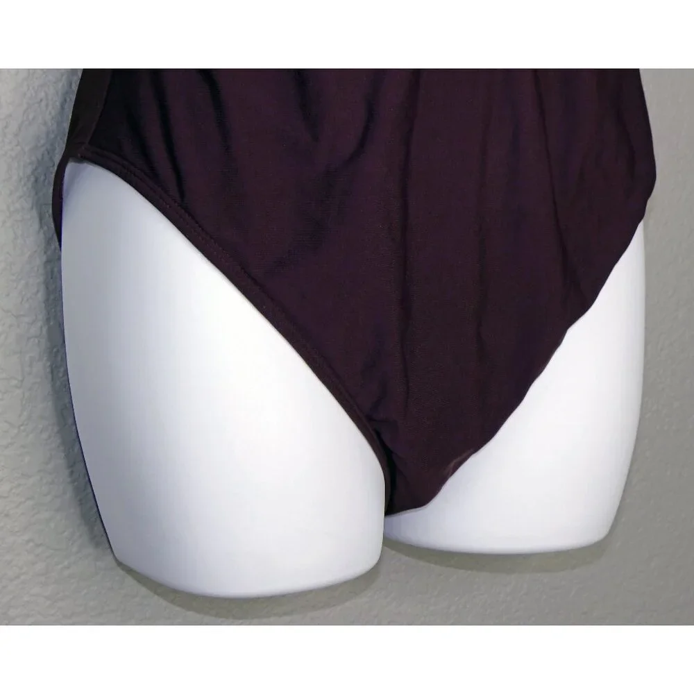 Victoria's Secret One Piece Swimsuit Dark Plum Purple Adjustable Straps Sz 12 B